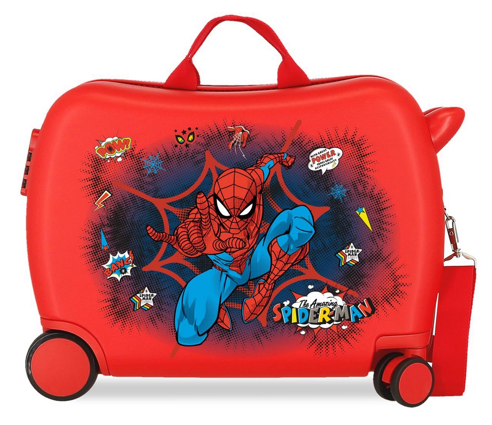 Valigia per bambini cavalcabile Marvel Spider Man Pop Rosso
