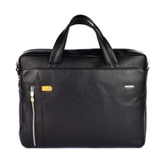 Briefcase in leather Acciaio 2325 Black