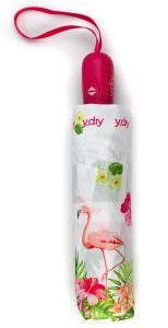 Folding duomatic umbrella  Y-dry Flamingo White