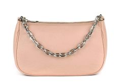 Ladies shoulder bag in leather 20105 Pewder