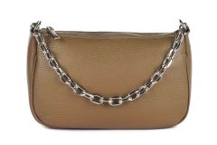 Ladies shoulder bag in leather 20105 Taupe