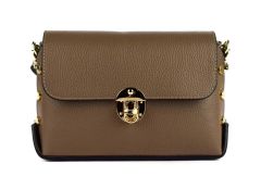 Ladies shoulder bag in leather 20001 Taupe
