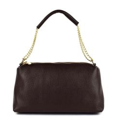 Ladies shoulder bag in leather 20169 Dark Brown