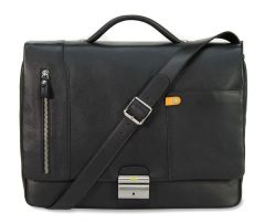 Briefcase in leather Acciaio 2323 Black
