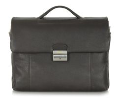 Briefcase in leather Acciaio 2324 Moka