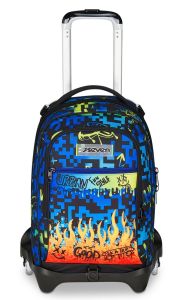 Trolley scuola Seven Jack 3 ruote Scribbled Flame