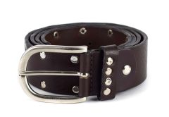 Studded belt in leather Emporio Cattani Dark Brown