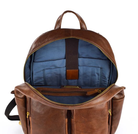 Valentina Blue and Dark Brown Leather Backpack s-l400.jpg main image 4