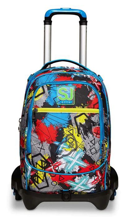 Trolley Scuola Jack 3 Ruote Per Bambino - Zaino Sganciabile, Colore Azzurro, Capacità 34 Litri