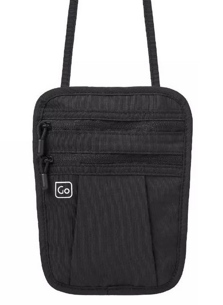 Borsa A Tracolla Porta Passaporto In Cotone &ndash; 2 Tasche Con Zip &ndash; Stampa Elefante